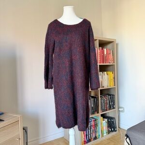 COS | Women's medium Maroon and Navy Long Sleeve wool/mohair blend midi Dress